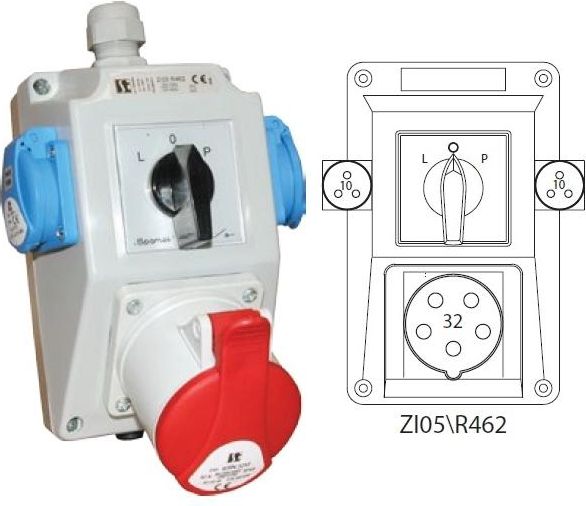 Spamel Zestaw instalacyjny z gniazdem 32A 3P+N+PE 2x2P+PE (ZI05R462)