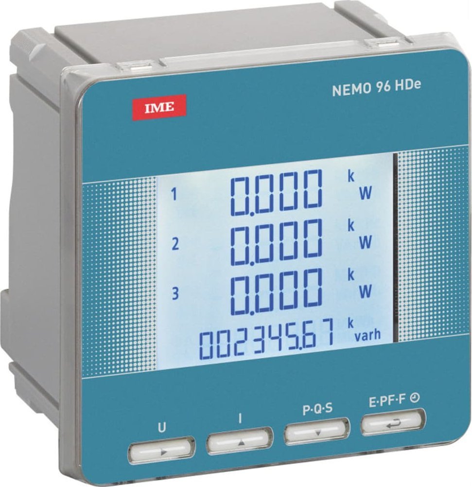 IME S.p.A. Miernik parametrów sieci NEMO 96 HDE tablicowy 1-5A 450V wyjście impulsowe + RS485 klasa 1 MF96E06