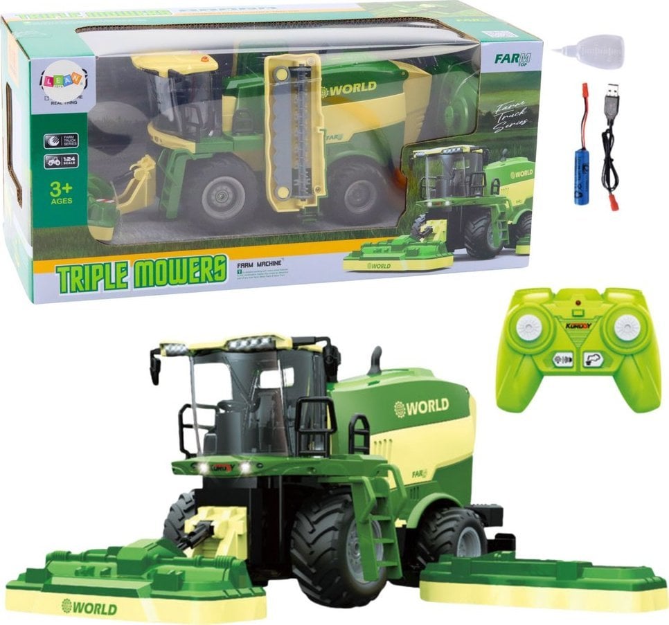 Kombajn Z Kosiarkami Do Trawy Efekt Pary Zdalnie Sterowany RC 2.4G LEAN Toys