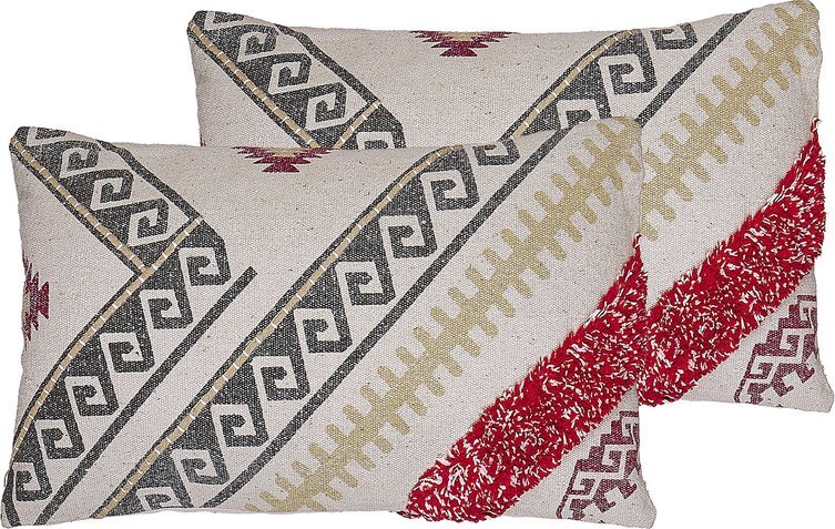 Beliani 2 bawełniane poduszki dekoracyjne geometryczny wzór 30 x 50 cm wielokolorowe BETULA!