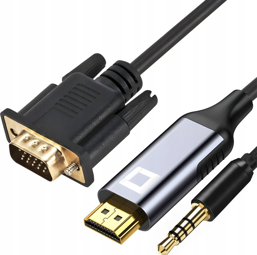 Adapter AV Co2 CO2 KABEL VGA - HDMI PRZEJŚCIÓWKA KONWERTER ADAPTER AUDIO FULL HD 60HZ 2M