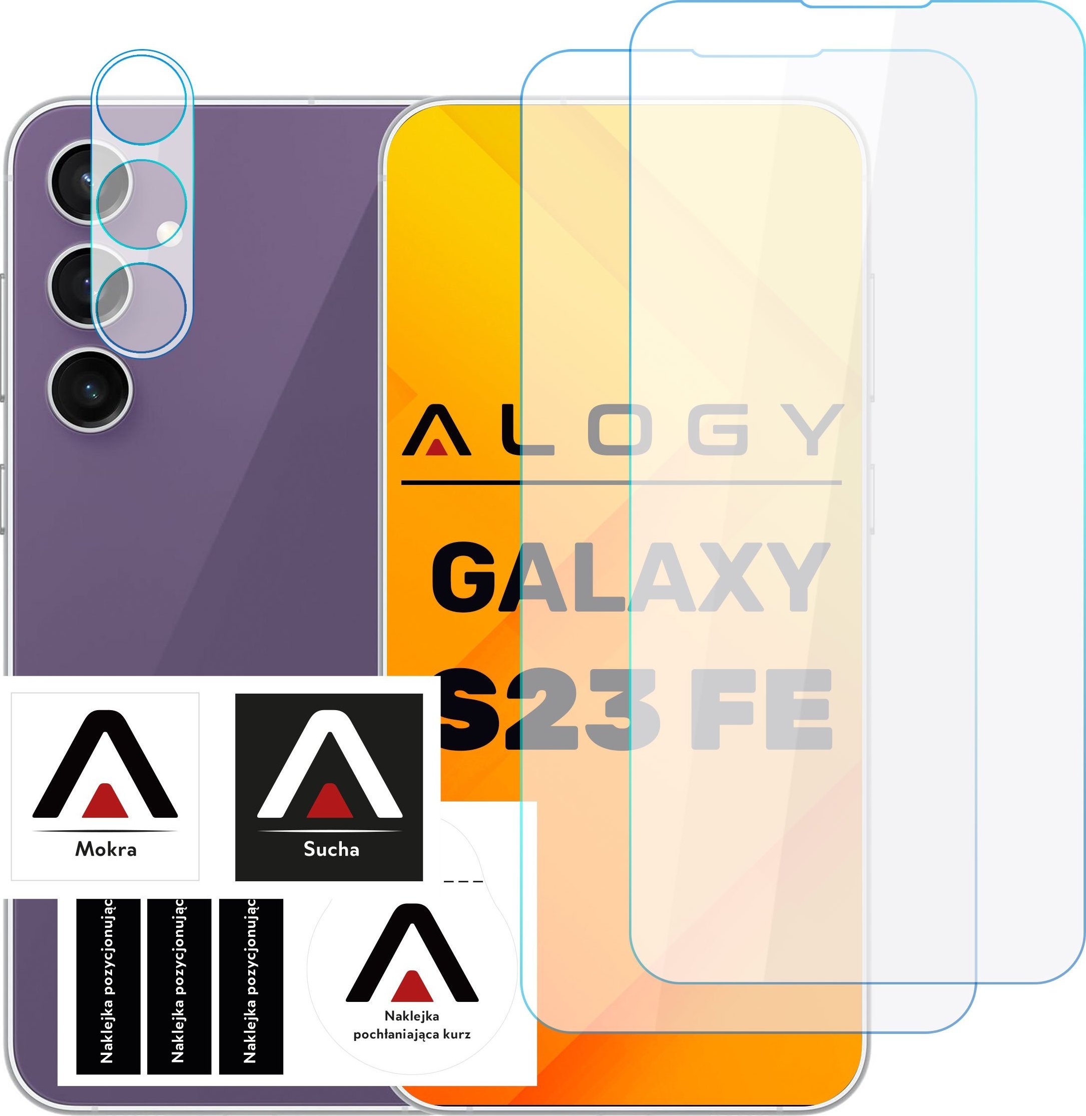 Alogy Szkło hartowane do Samsung Galaxy S23 FE 2x na ekran + 1x na obiektywy aparatu Lens Pro+ 9H Alogy zestaw szkieł