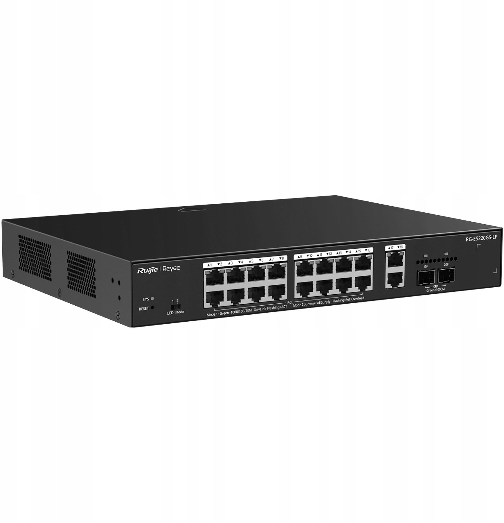 Ruijie Reyee RG-ES220GS-LP | Switch Smart, 20 portów, 18xGE, 16xPoE+, 130W, 2xSFP, Cloud