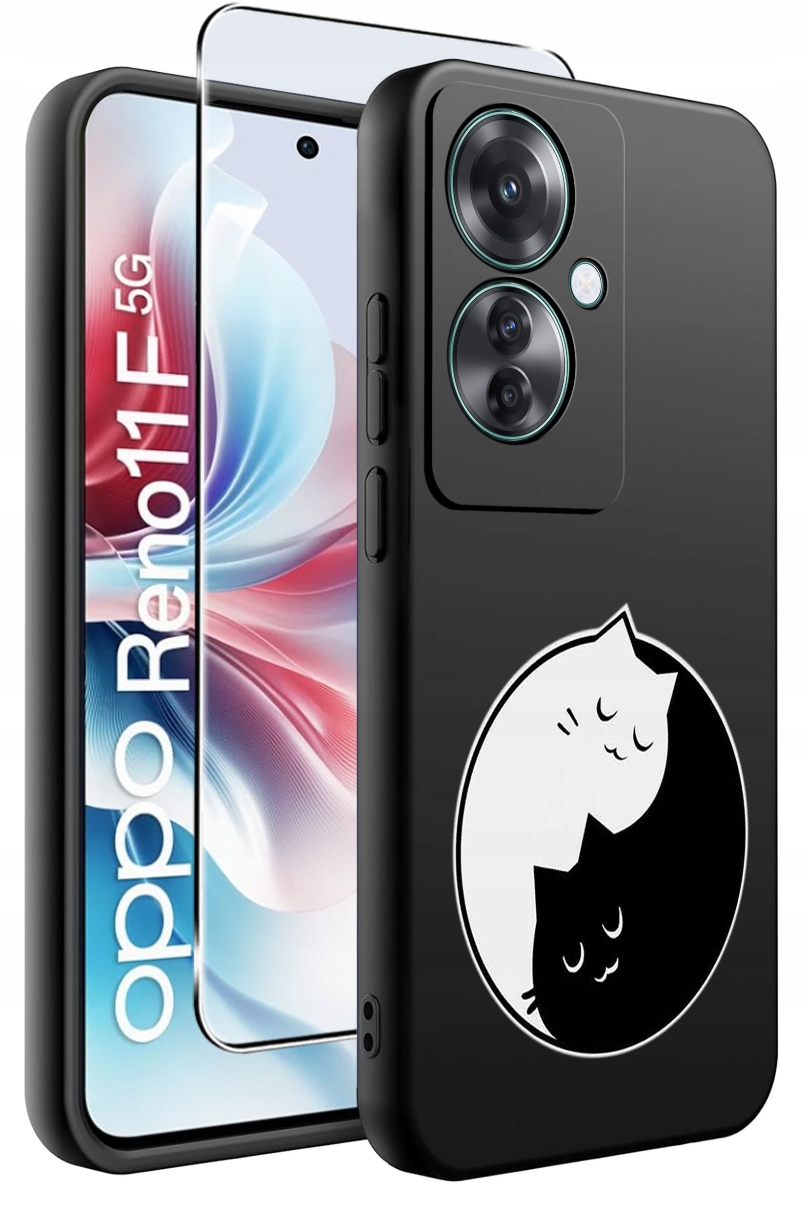 ETUI do Oppo Reno11 F 5G WZORY | SILIKONOWE MATT CASE + SZKŁO HARTOWANE 9H