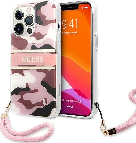 Guess Guess GUHCP13LKCABPI iPhone 13 Pro / 13 6,1" różowy/pink hardcase Camo Strap Collection
