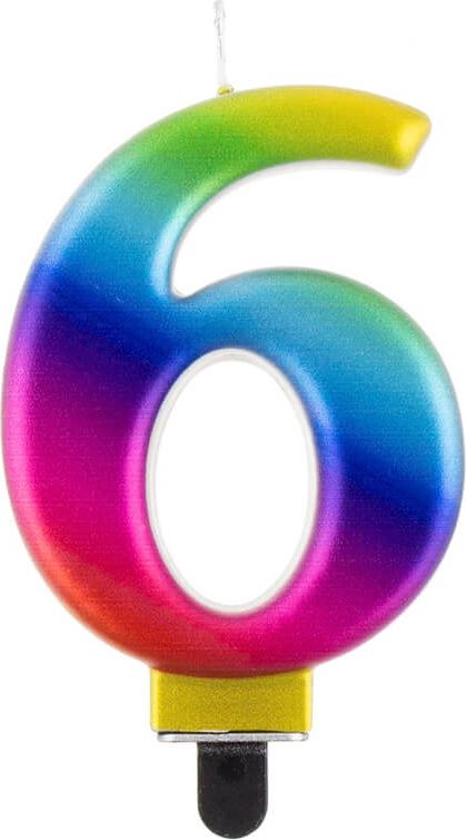GoDan Świeczka urodzinowa "6" multikolor 8cm