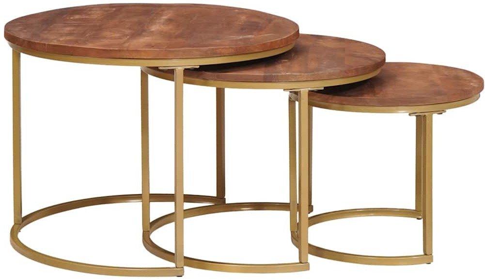 vidaXL Nesting Coffee Tables 3 pcs lekki stół kawowy z mango i stali
