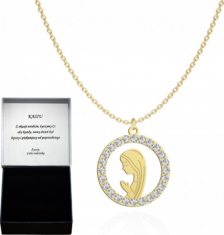 Radziszewska Jewellery Naszyjnik Pozłacany z Matką Boską Medalik 925 Prezent Biżuteria DEDYKACJA
