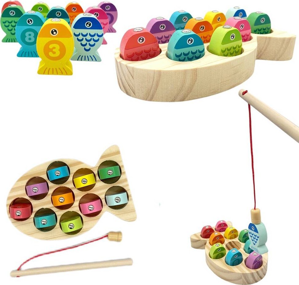 Swede Łowienie Rybek Gra Zręcznościowa Drewniana Rybki na Magnes Układanka