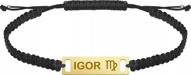 Radziszewska Jewellery Pozłacana Bransoletka Męska z GRAWEREM blaszka makrama GRAWER GRATIS