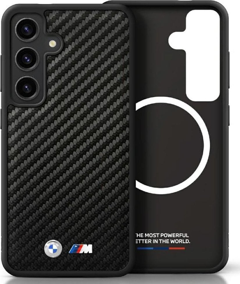 BMW Etui Leather Carbon MagSafe do Samsung Galaxy S25 czarny
