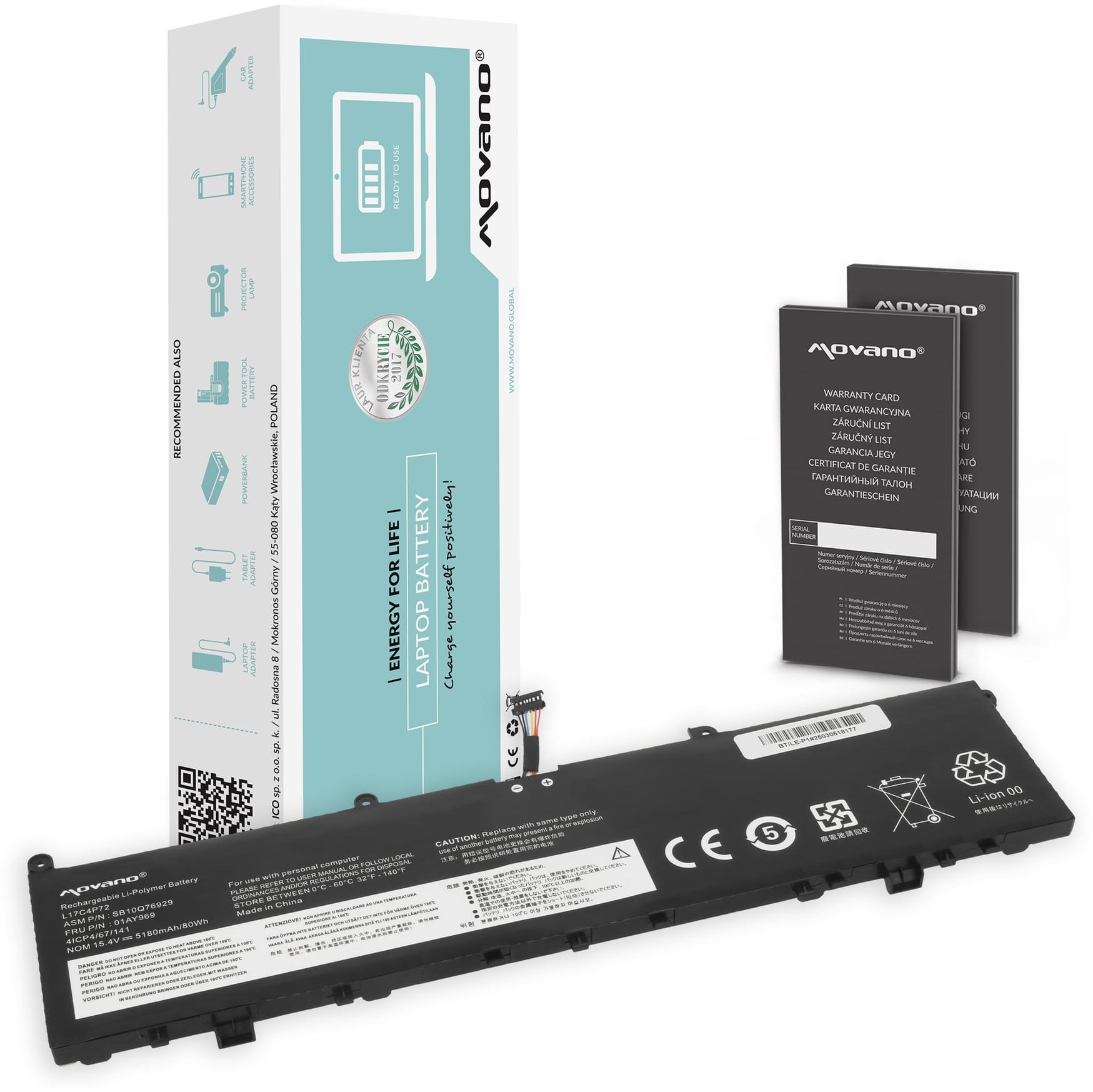 Bateria Movano do Lenovo ThinkPad P1, X1 Extreme (Gen 1, 2)