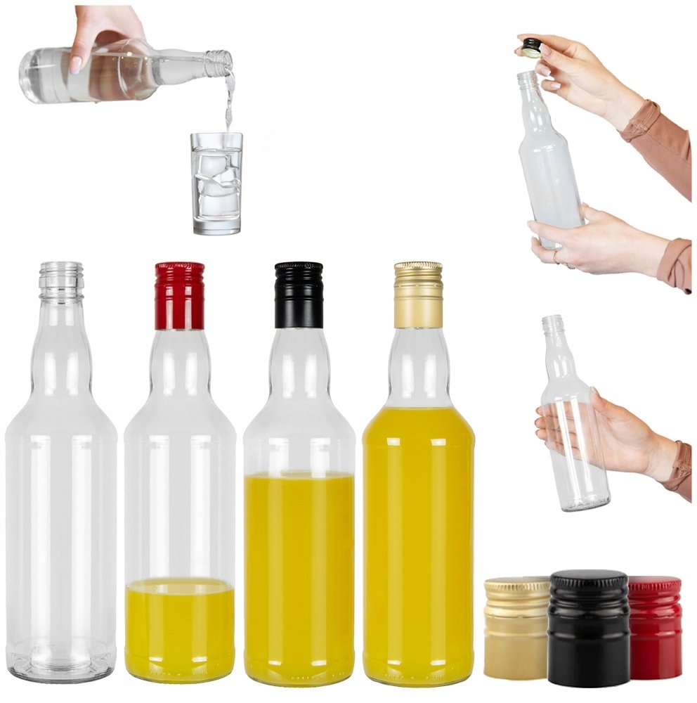 50x Butelki szklane MONOPOL 0.5l na wódkę monopolowa ZAKRĘTKA DŁUGA