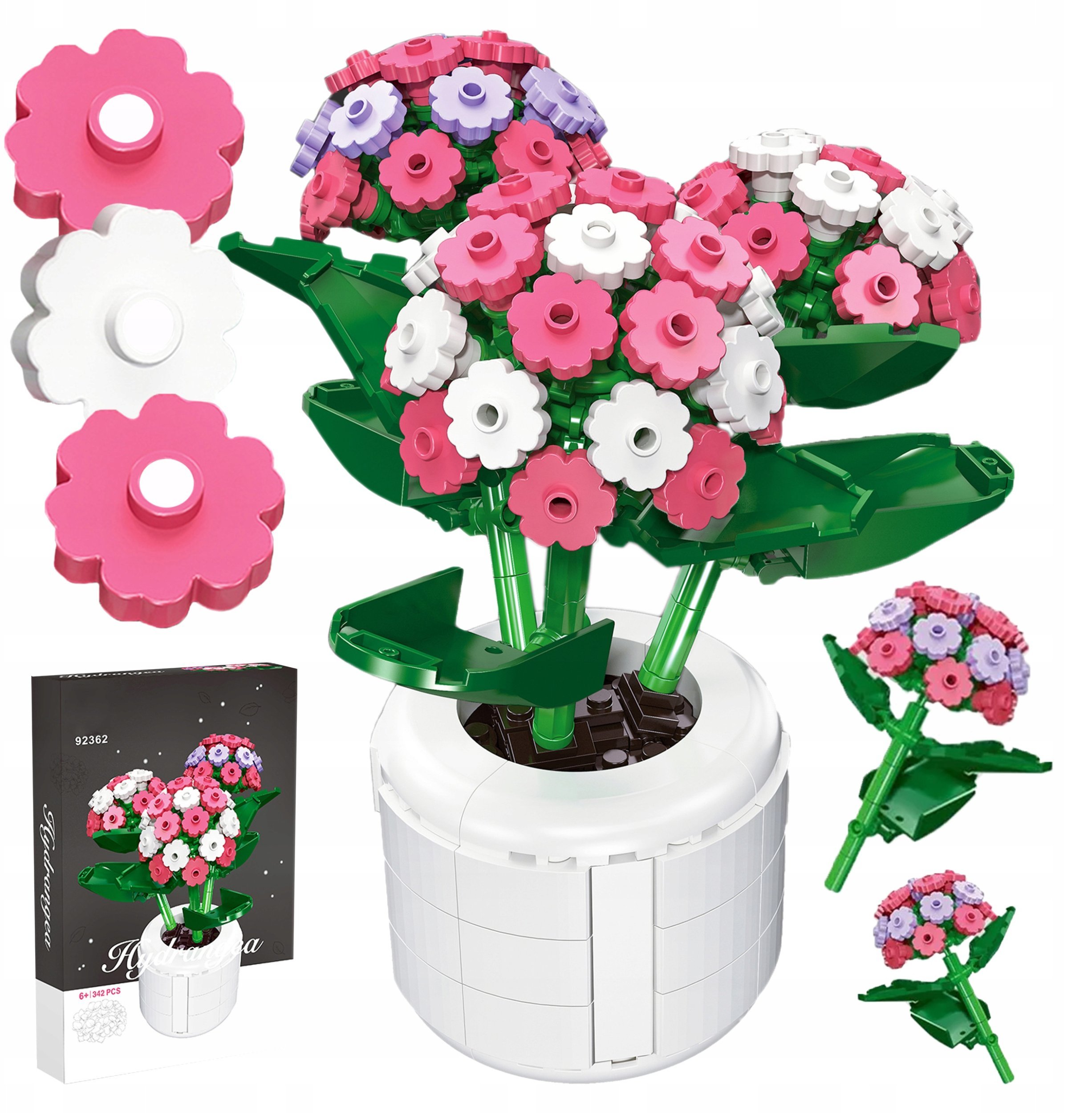 Klocki Konstrukcyjne Różowa Hortensja W Doniczce 342 el.