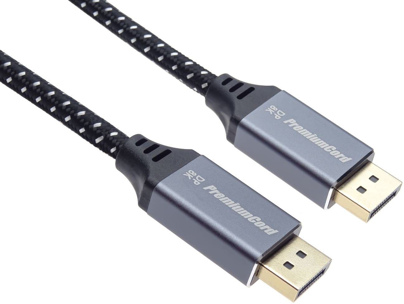 PremiumCord DisplayPort 1.4 přípojný kabel pro rozlišení 8K, kovové a zlacené konektory, 5m