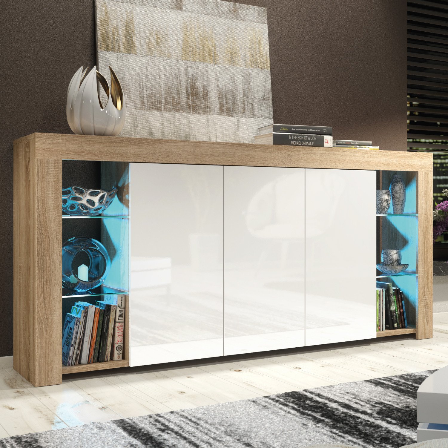 Komoda Eden 164cm RTV ONE FURNITURE - Laminat Dębowy & Biały