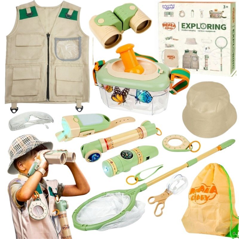 WOOPIE Discovery Zestaw Małego Odkrywcy Lornetka Kompas Siatka na Owady Motyle Latarka