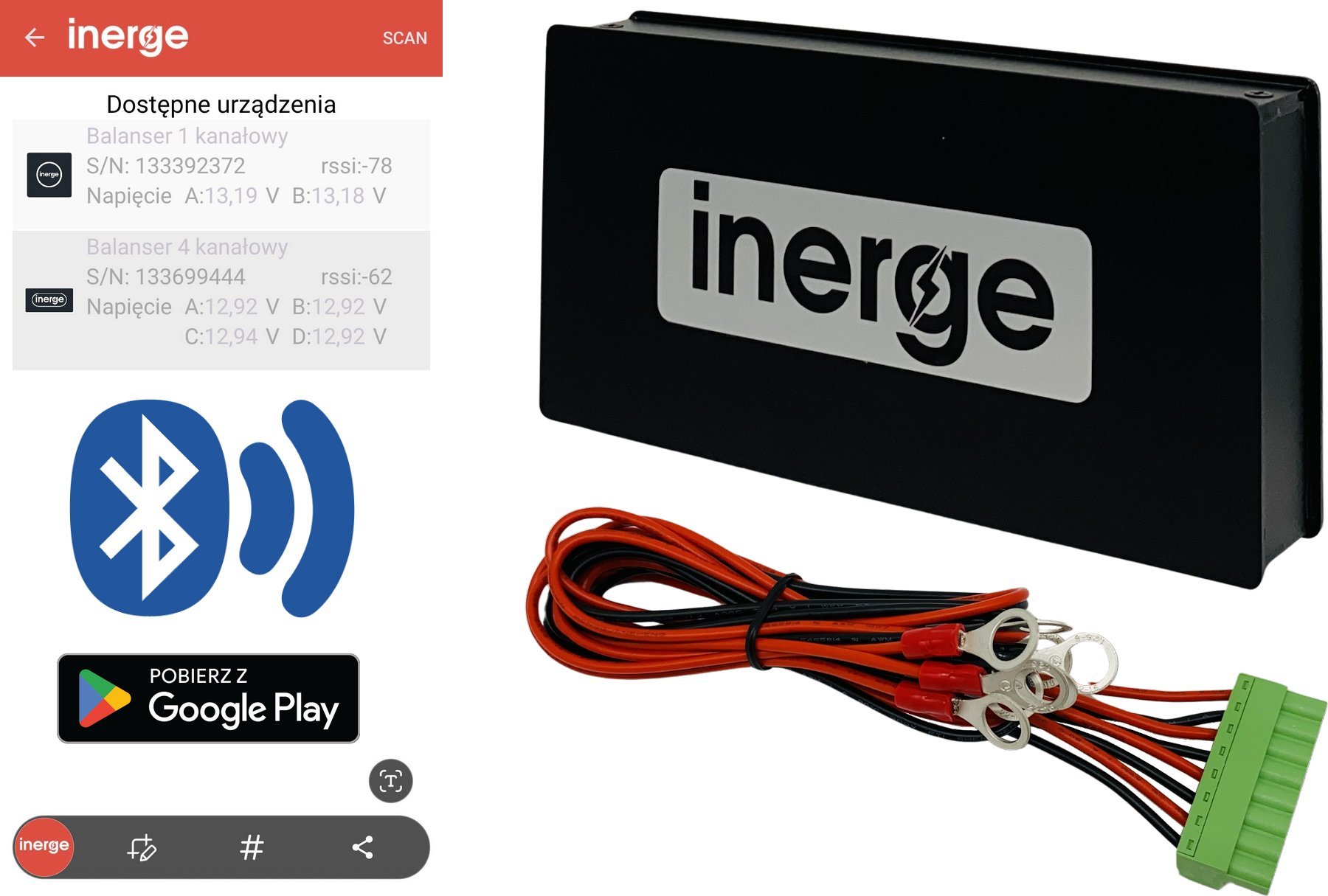 Inerge Balanser 4 kanałowy z Bluetooth do akumulatorów BAL-04-48-03 INERGE
