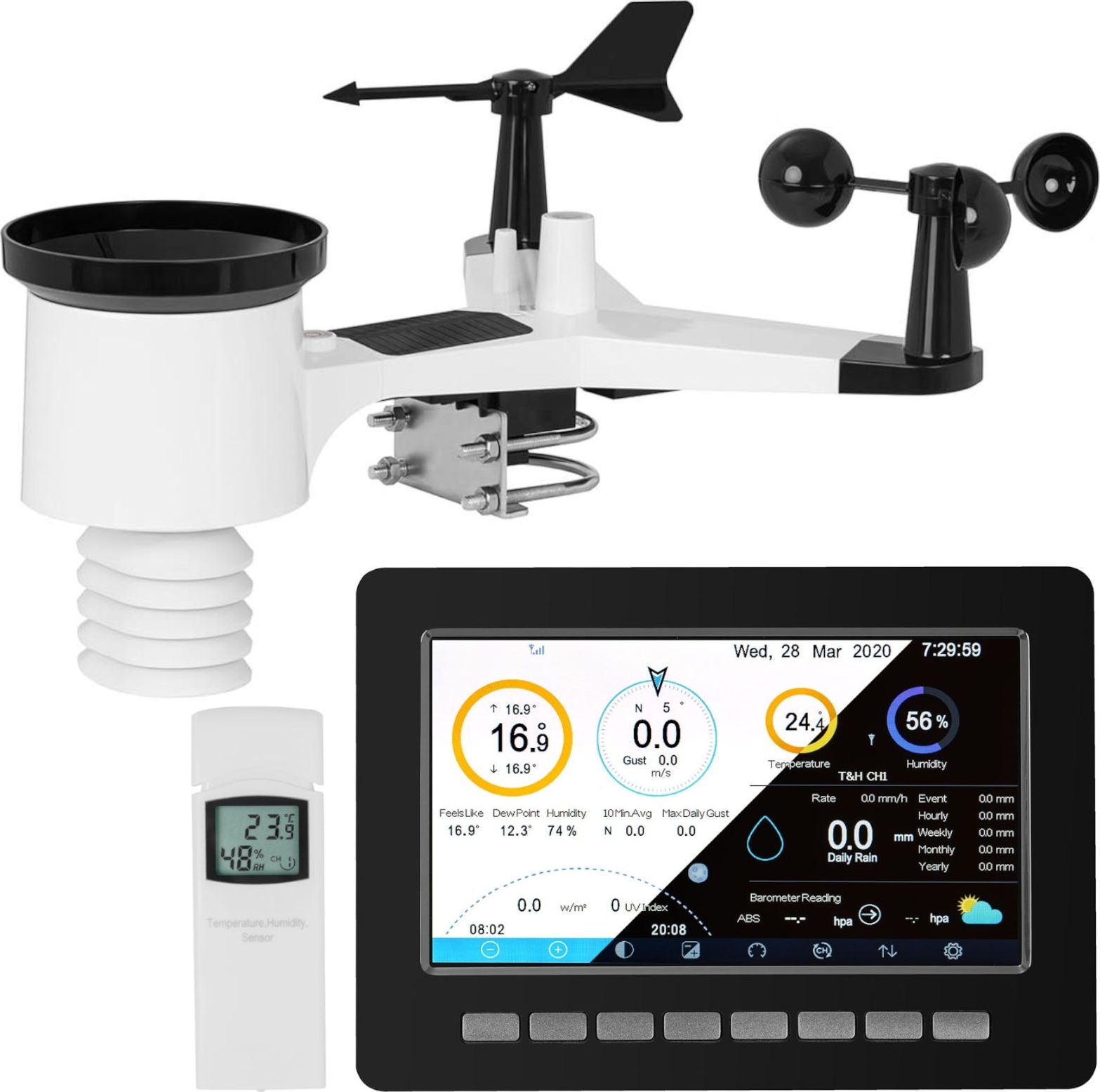 Stacja pogodowa Steinberg Bezprzewodowa stacja meteorologiczna pogodowa solarna 7w1 LCD WiFi 100m Bezprzewodowa stacja meteorologiczna pogodowa solarn
