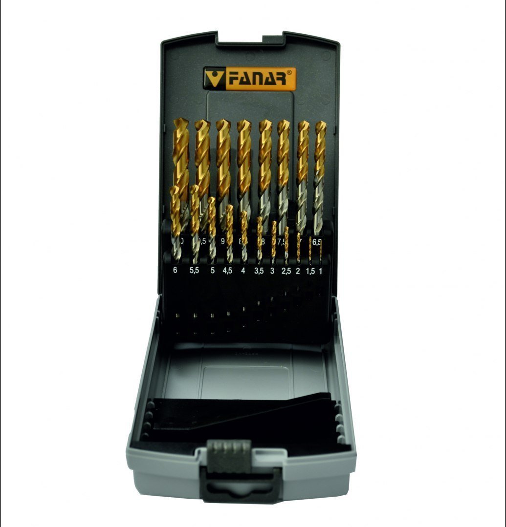 Wiertło Fanar WIERTLA ZESTAW NWKA FI 1,00-10,00MM 19PC CZW-19 HSSE TIN INOX
