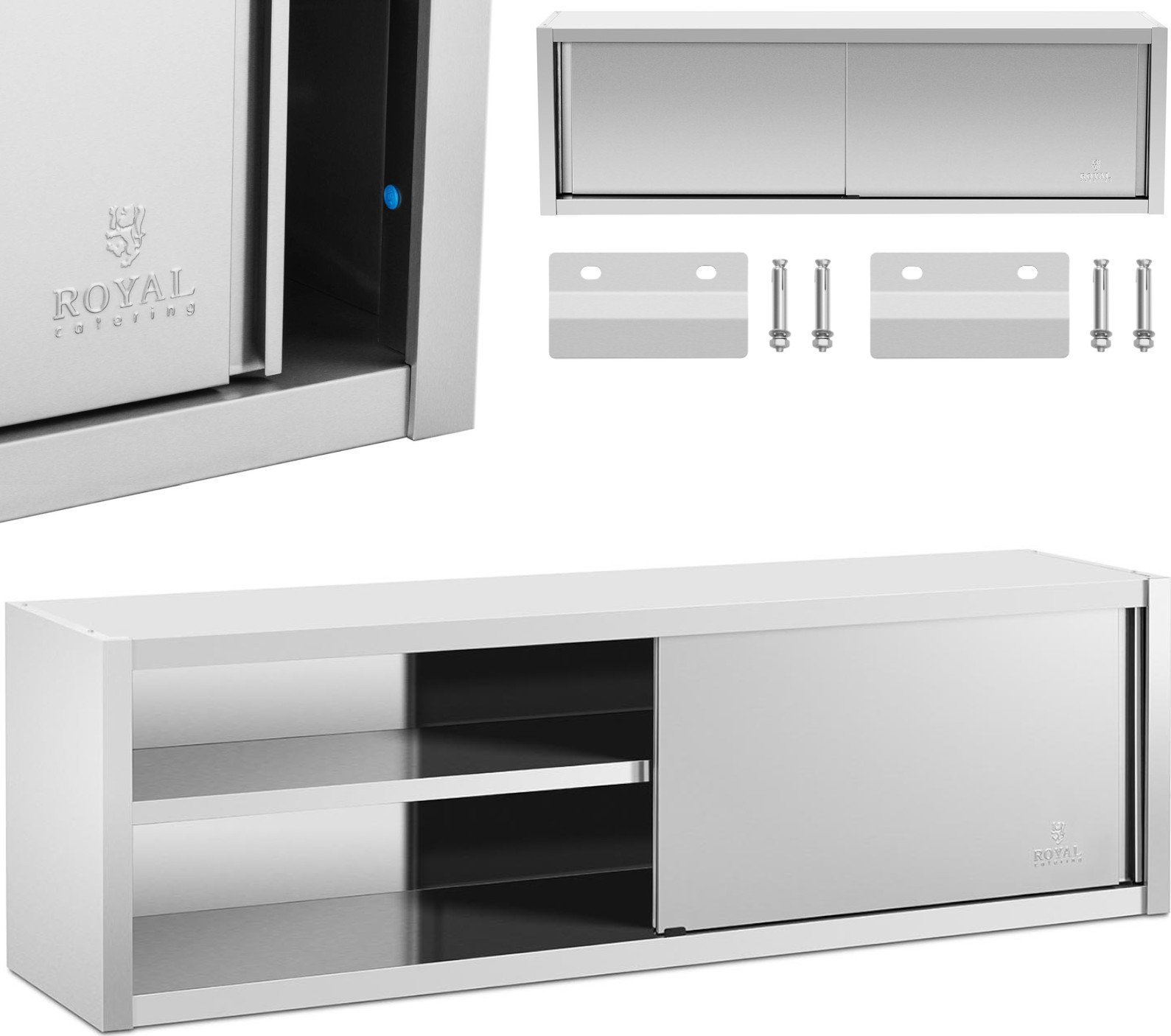 Royal Catering Szafa ścienna gastronomiczna z drzwiami przesuwanymi STAL 200 x 45 x 60 cm Szafa ścienna gastronomiczna z drzwiami przesuwanymi STAL 20