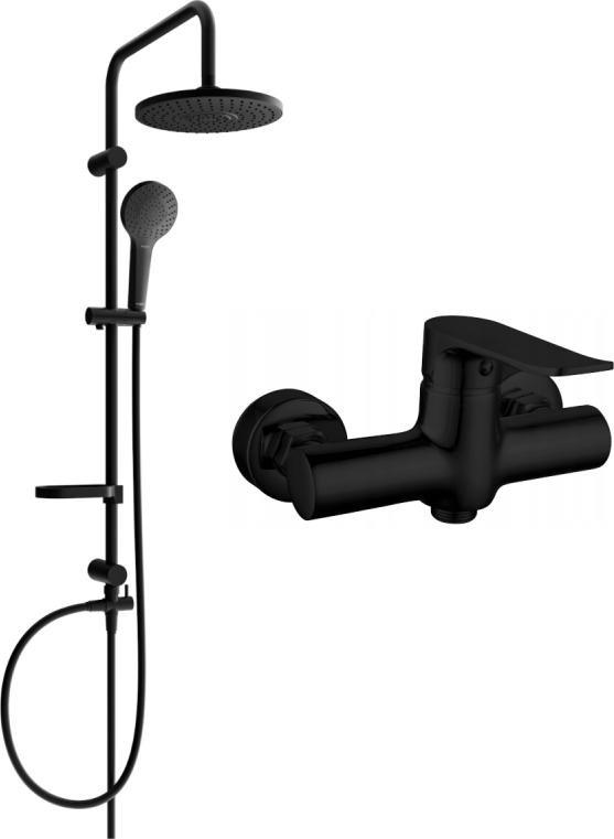Zestaw prysznicowy Mexen Mexen Erik zestaw prysznicowy natynkowy z deszczownicą i baterią prysznicową Pecos, czarny - 72740205-70