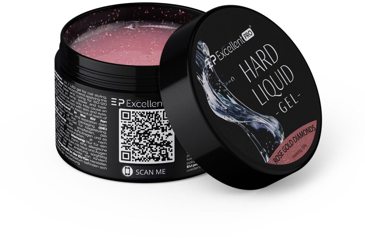 Excellent PRO Hard Liquid Gel żel budujący Rose Gold Diamonds 15g