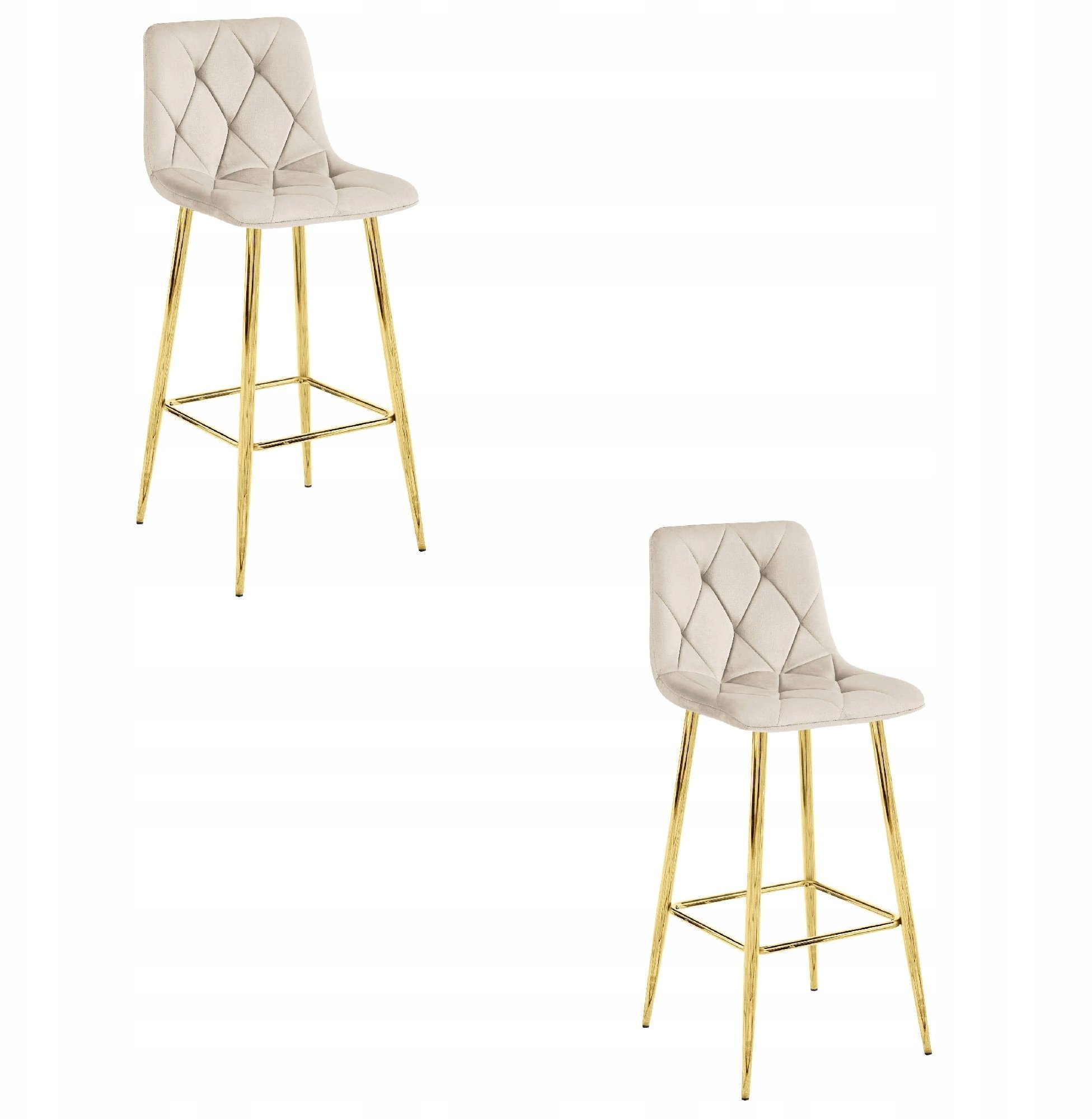 Hoker NADO - aksamit beż / nogi ZŁOTE x 2