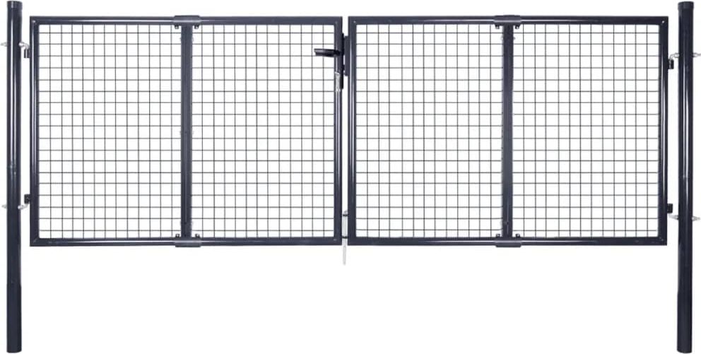 vidaXL Brama ogrodowa z siatki, galwanizowana stal, 289 x 75 cm, szara