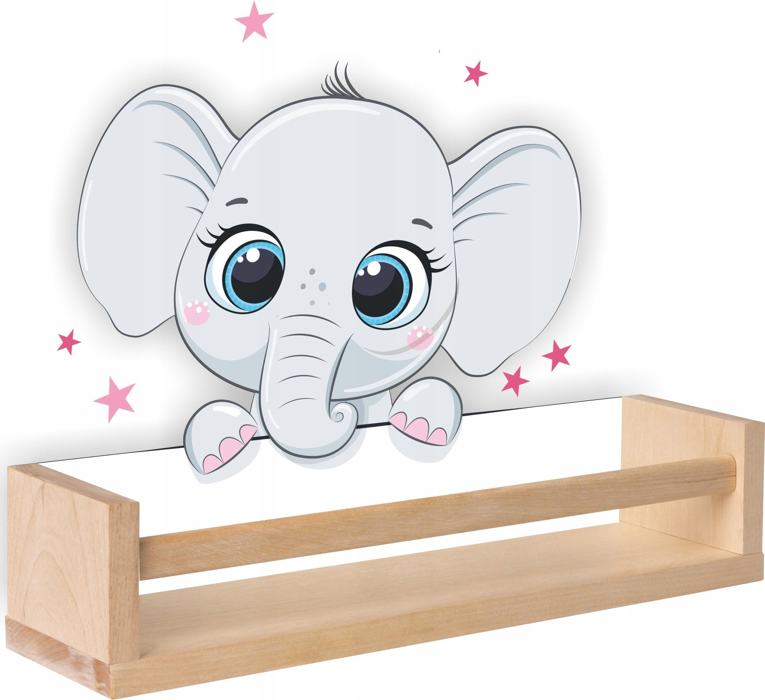 Półka drewniana na książki zabawki SŁONIK gwiazdki