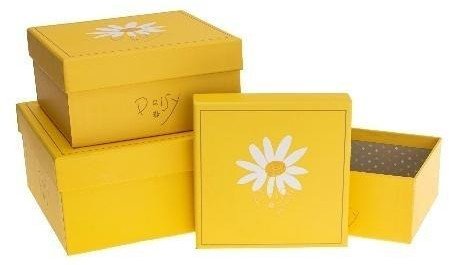 Pudełko kwadrat 3szt żółty ROZETTE