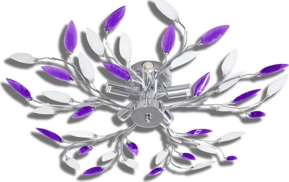 Lampa sufitowa Lumes Fioletowa lampa sufitowa z motywem roślinnym - E996-Gardena
