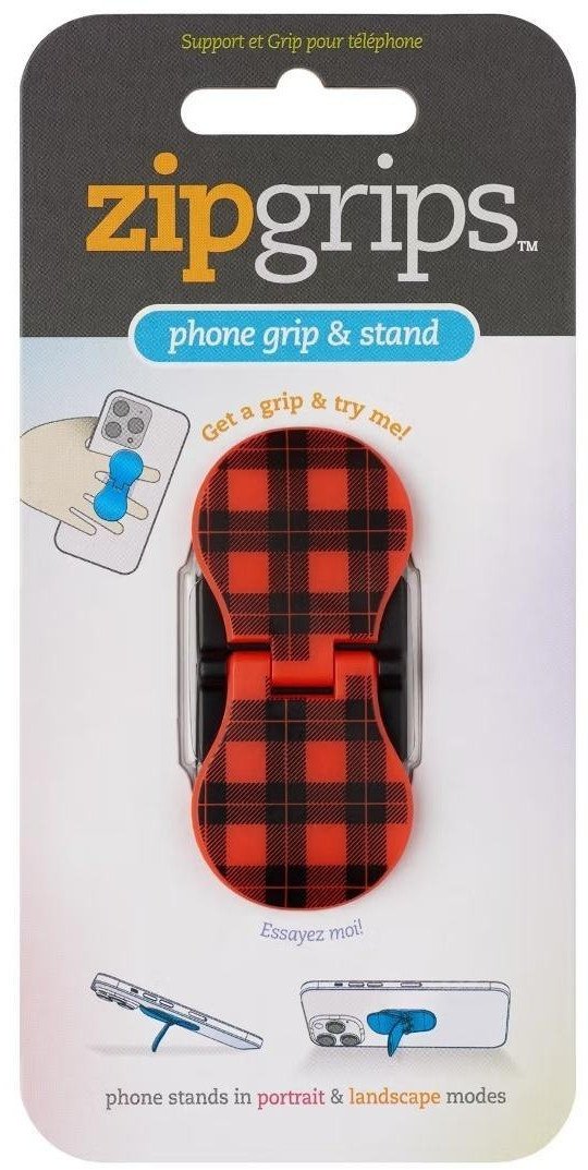 ZipGrip uchwyt na palce do telefonu Czerwona krat