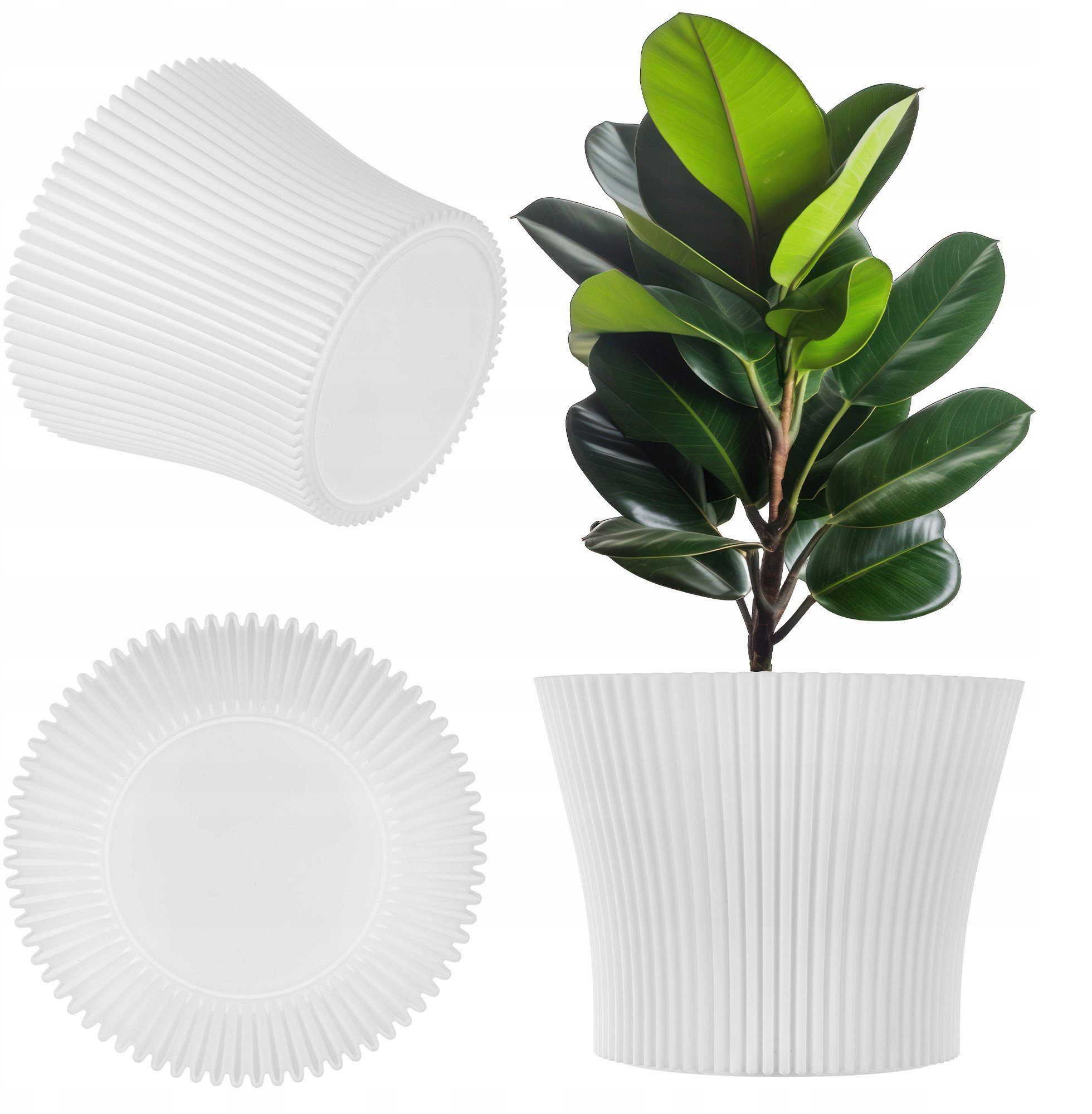 KADAX Doniczka Donica Na Kwiaty 11cm Osłonka Rośliny Kwietnik Plastikowa Biała