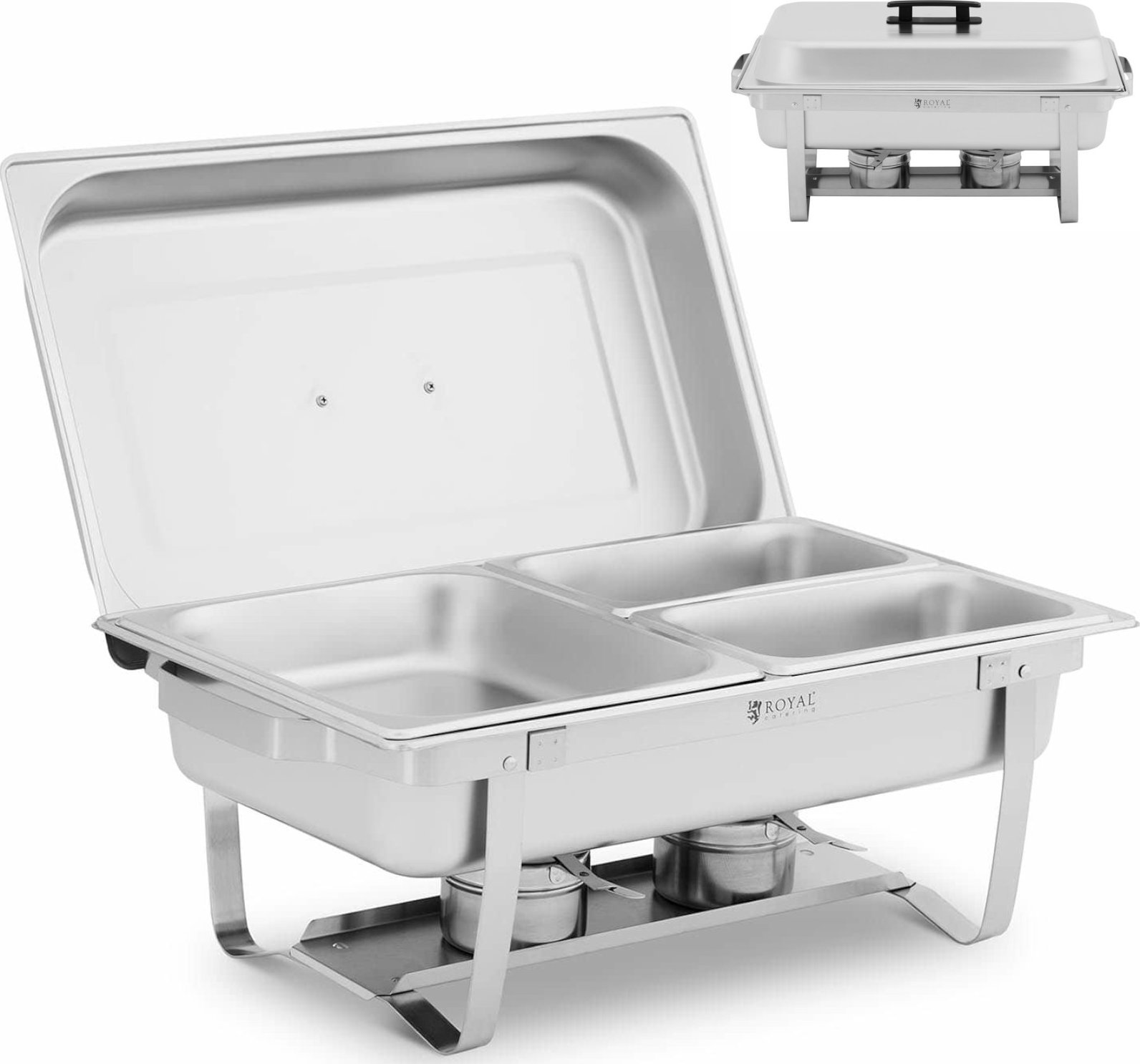 Royal Catering Podgrzewacz bemar bufetowy do potraw na pastę podgrzewacza 1/2 GN + 2x 1/4 GN Podgrzewacz bemar bufetowy do potraw na pastę podgrzewacz