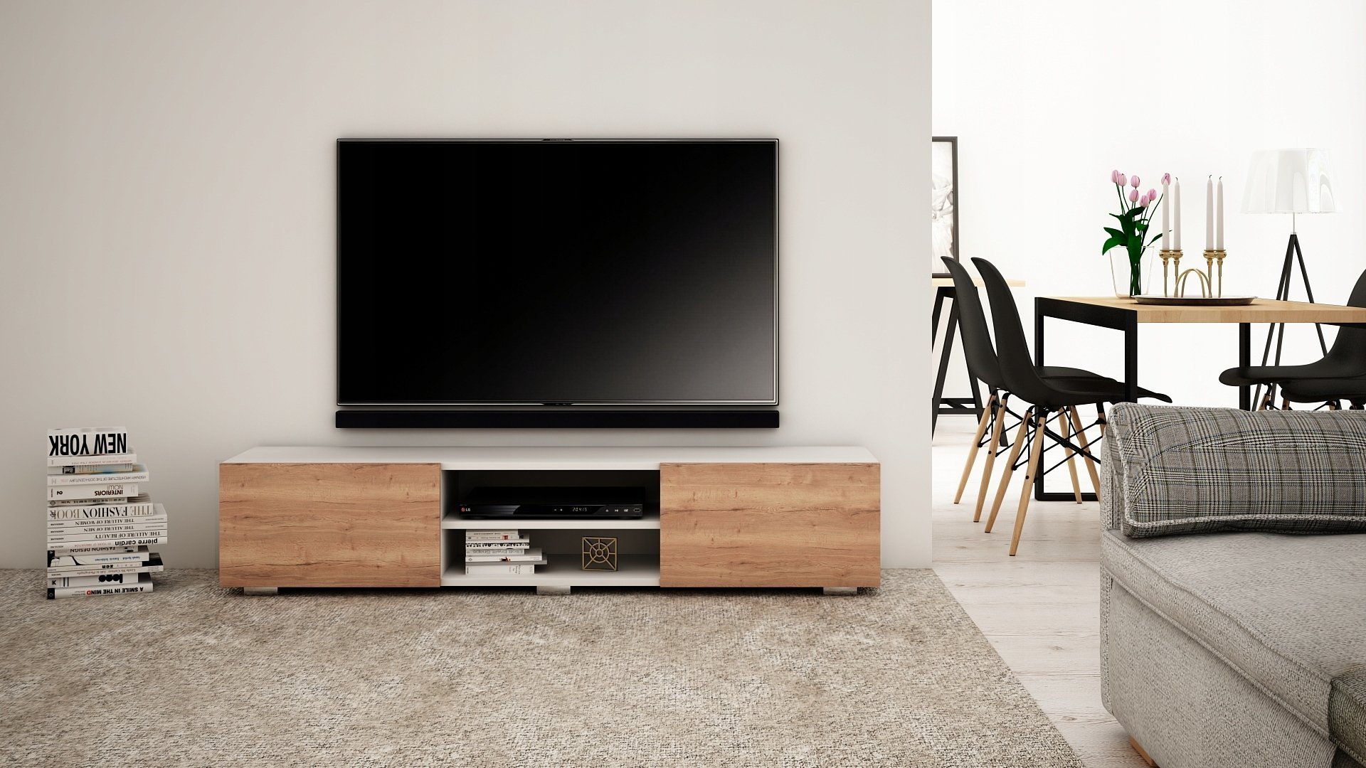 artmeble24 STOJĄCA SZAFKA RTV 160 DĄB HALIFAX NOWOŚĆ