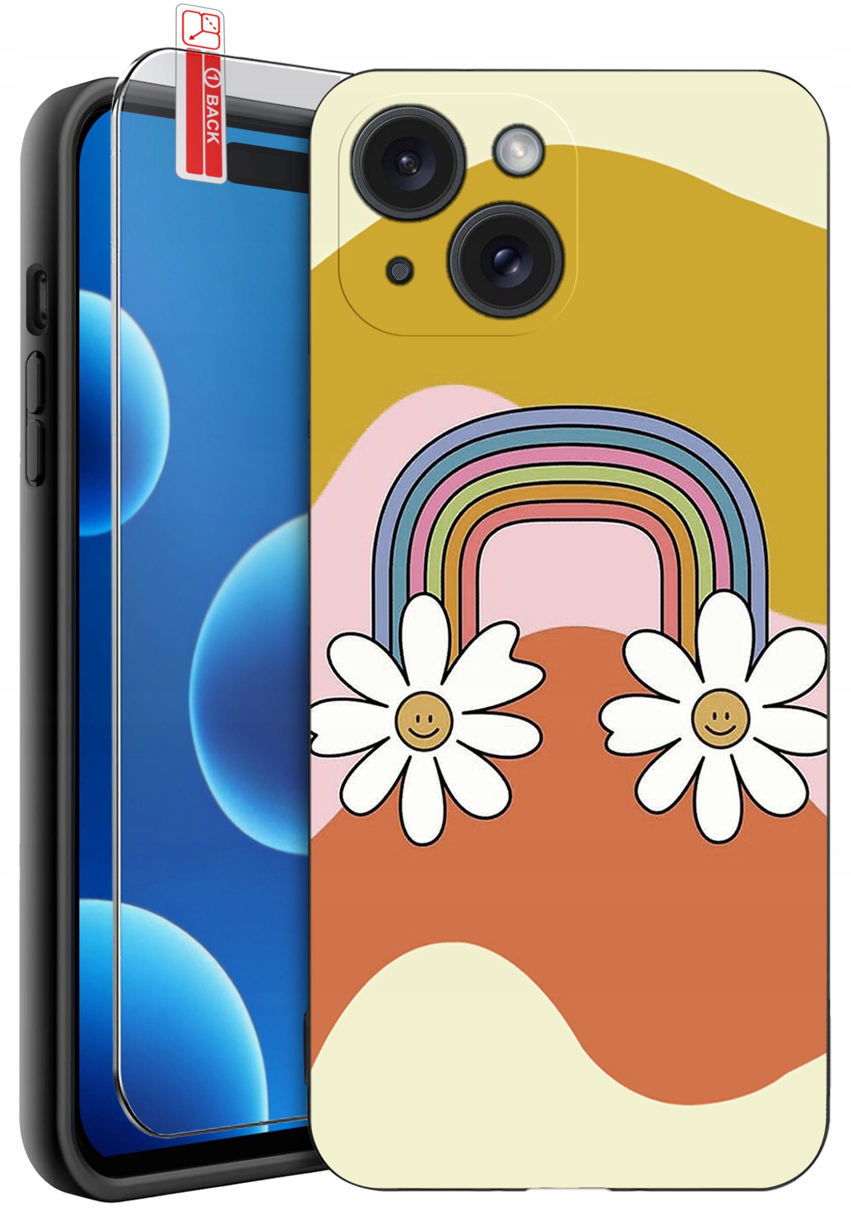 ETUI do iPhone 15 | WZORY | SILIKONOWE MATT CASE + SZKŁO 9H