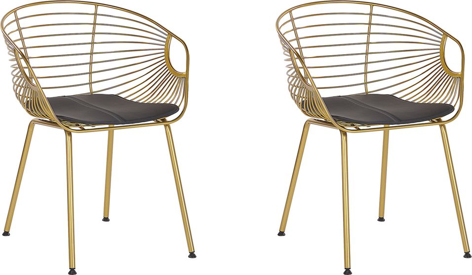 Beliani Zestaw 2 krzeseł do jadalni złoty HOBACK