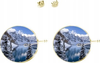 Radziszewska Jewellery Pozłacane Kolczyki ze zdjęciem GÓRY JEZIORO DEDYKA