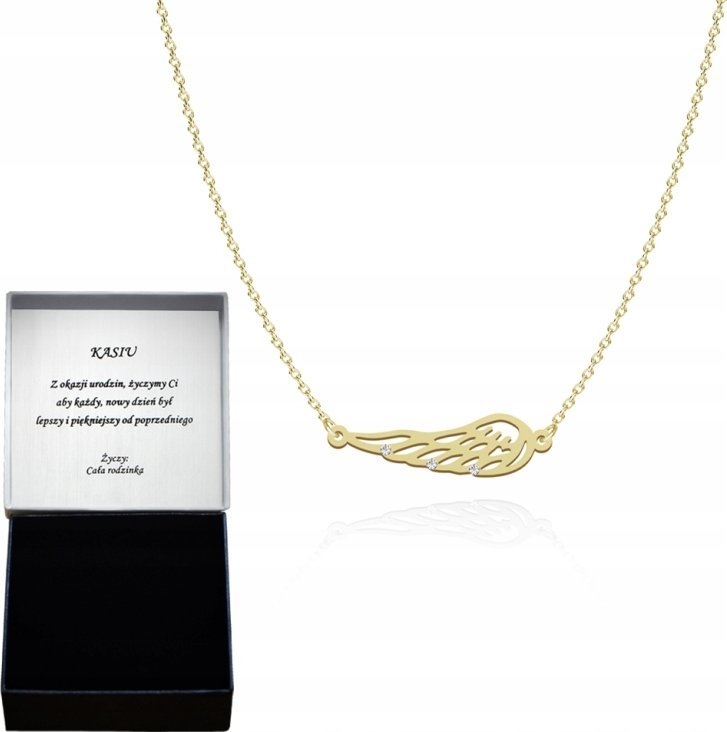 Radziszewska Jewellery Pozłacany Naszyjnik SKRZYDŁO DEDYKACJA GRATIS