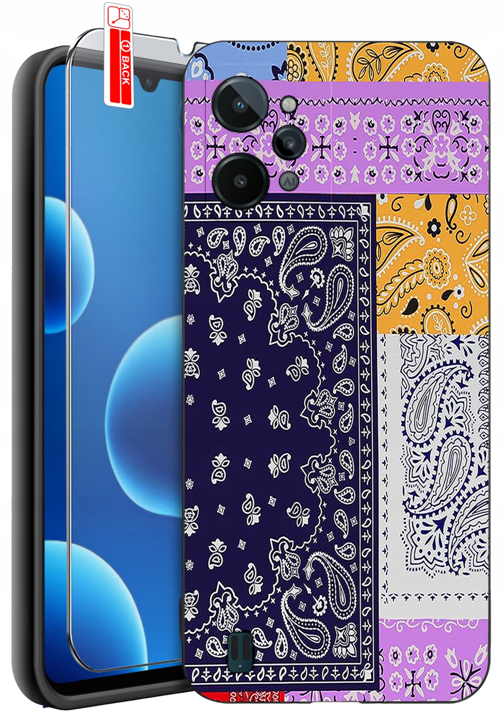 ETUI do Realme C31| WZORY | SILIKONOWE MATT CASE + SZKŁO 9H