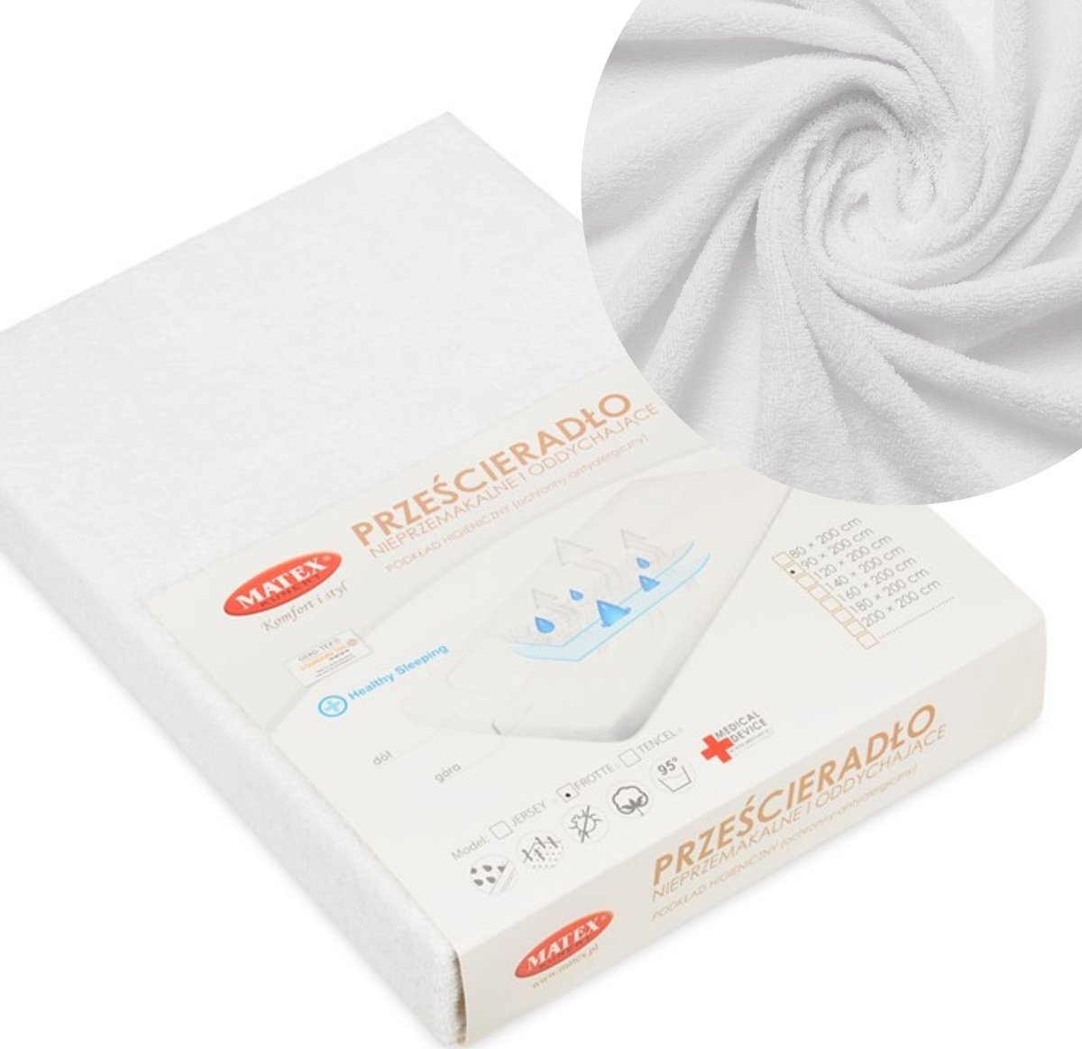 Matex Prześcieradło Ochronne 200 x 220 z Gumką FROTTE 01