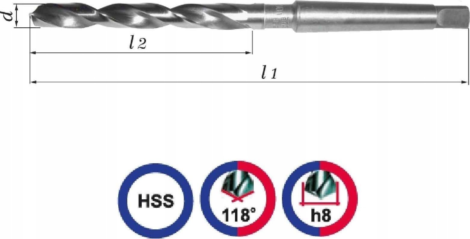 Wiertło do metalu Baildon DIN 345 RN NWKc 30 mm, HSS (S), 296-175 mm (chwyt MK3)