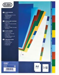 Elba Przekładki plastikowe A4+ kolorowe 10szt. 100209051