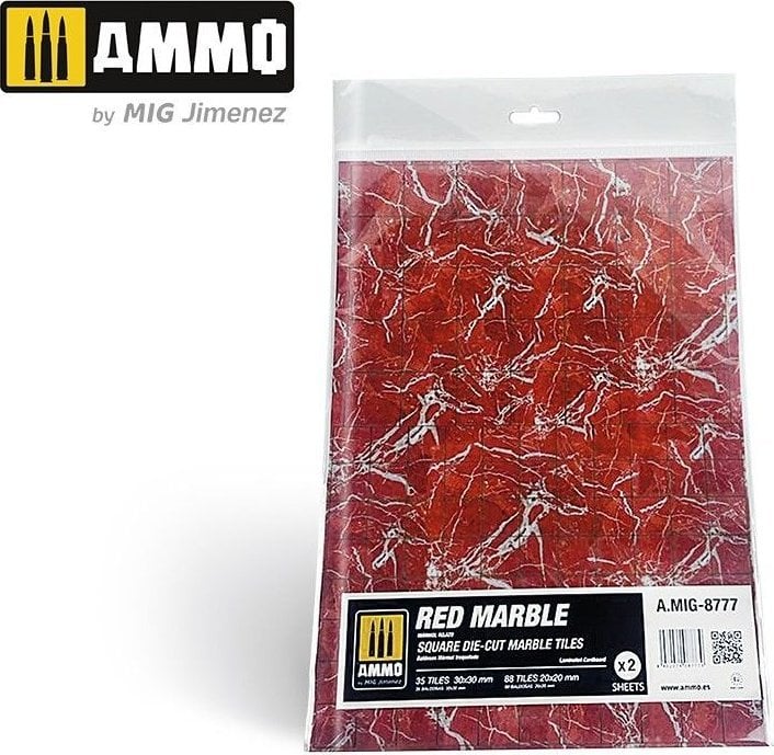 Vallejo Ammo: Red Marble - Square Die-Cut Marble Tiles (2)