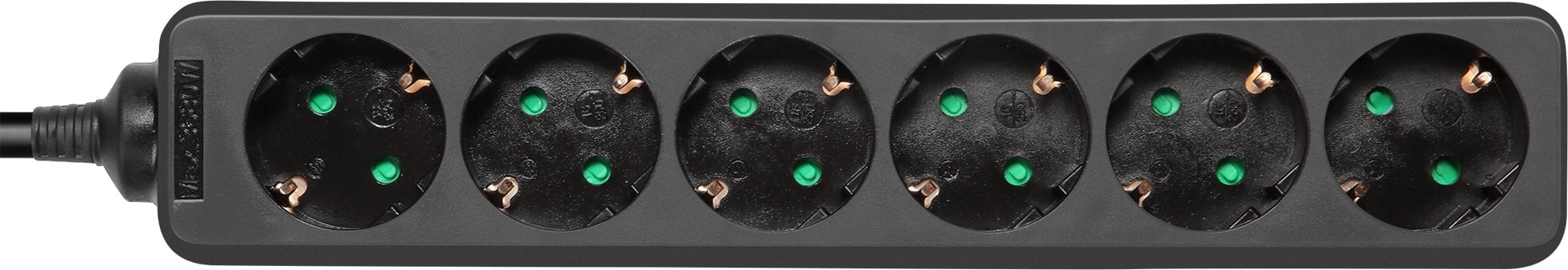 Deltaco Įžemintas ilgiklis DELTACO 6x CEE 7/3, 1x CEE 7/7, apsaugota nuo vaikų, 5m, juodas / GT-0622