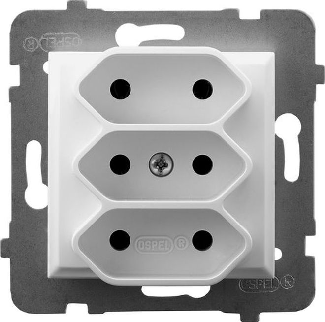 Ospel ARIA Gniazdo potrójne EURO biały GP-3U/m/00