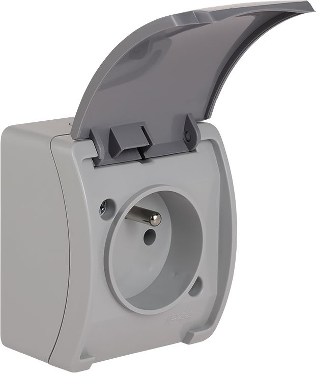 Elektro-Plast Gniazdo pojedyncze Koala z/u IP44 n/t popiel z klapką grafit (61.375)