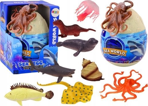 LeanToys Jajo Z Figurkami Zwierząt Morskich Rośliny Ośmiornica 26 El