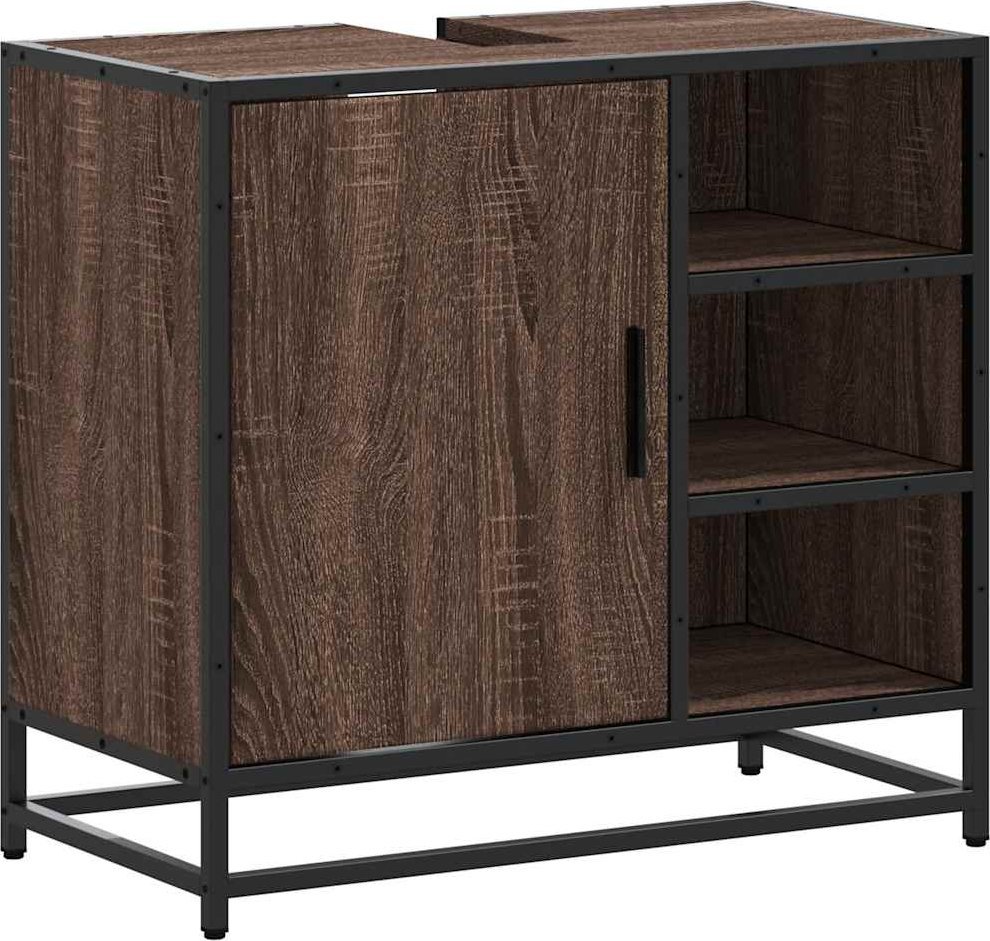 Szafka pod umywalkę, brązowy dąb, 65x33x60 cm